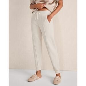 Haven Well Within Organic Cotton Pintuck Joggers Medium White Knit Lounge Pants